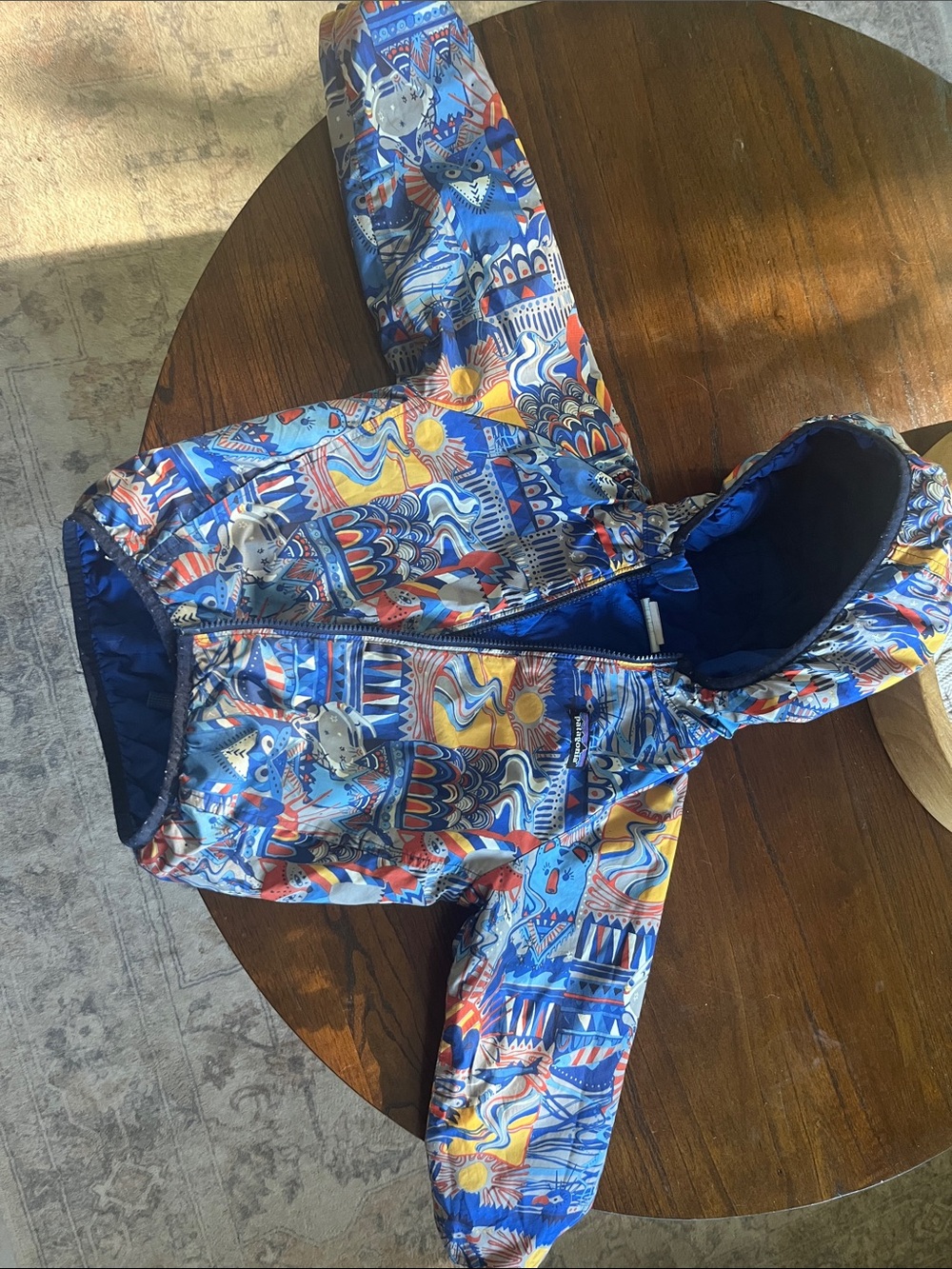 Patagonia Reversible Blue Patterned Hooded Jacket 3T